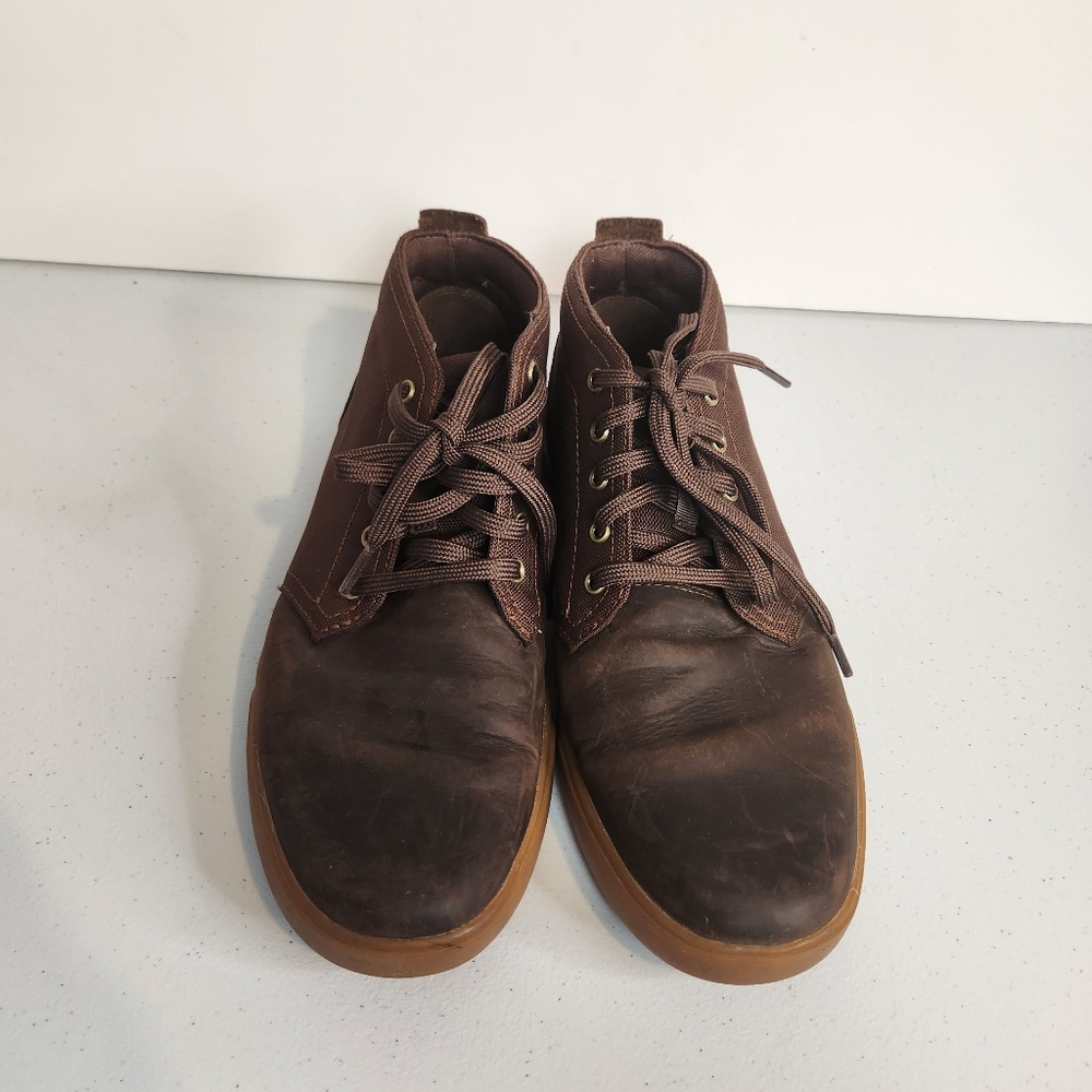 Timberland Groveton Chukka Boots Men’s Size 8 Brown Leather Canvas Lace Up - Picture 6 of 9